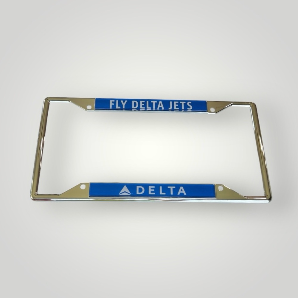 Delta Air Lines Official License Plate Frame Collectible FLY DELTA JETS Blue New - Picture 8 of 14